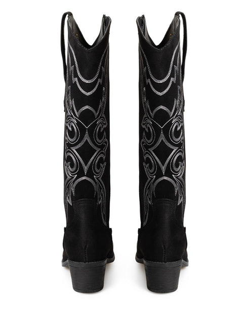 Bota Vaquera Negra Western Puntadas Gris 8011